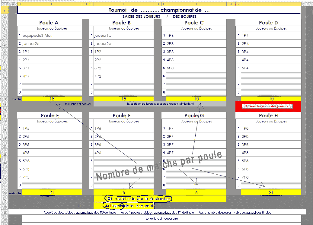 Organiser Planifier G rer Un Tournoi PAR POULES Avec Excel jusqu 8 Organiser Planifier G rer Un Tournoi PAR POULES Avec Excel jusqu 8